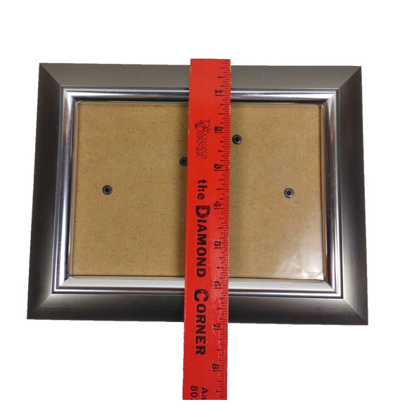 Satin Silver Toned Beveled Chrome Picture Frame 5x7 Photo Frame w Stand or Hang - Picture 9 of 11